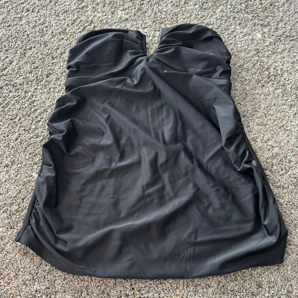 Liz Lange Maternity Solid Black Tankini Swimwear Top Womens Size Small Strapless
